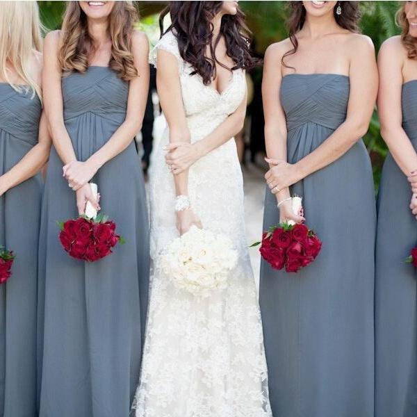 maroon and grey bridesmaid dresses
