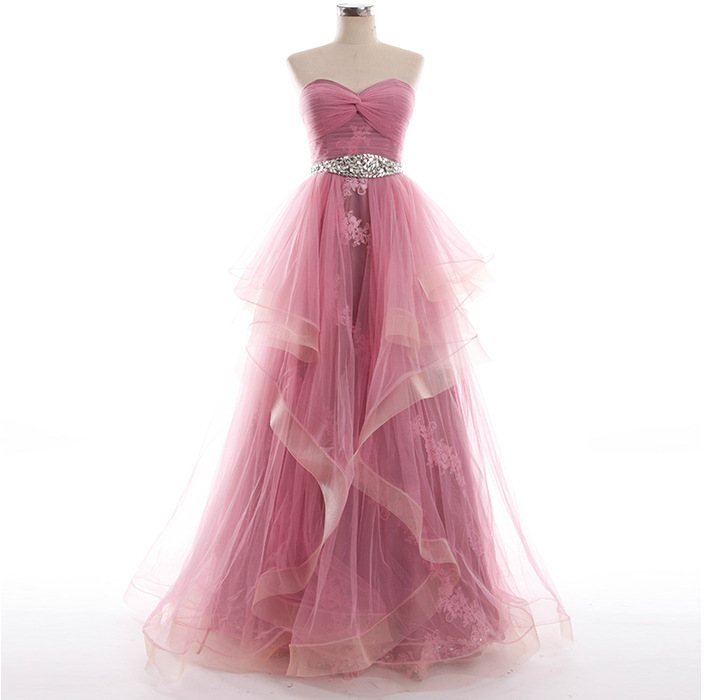 Prom Dresses Sweetheart Neck Tulle Long Dresses With ...